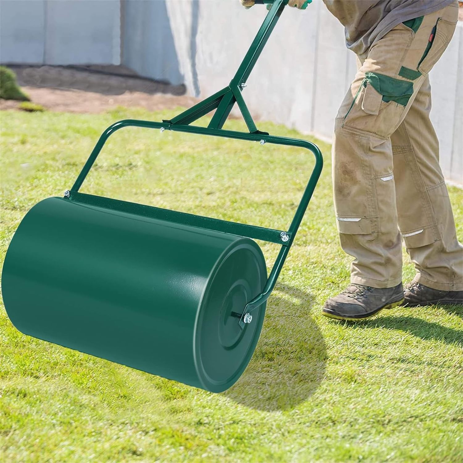 Rolling Push Garden Roller Lawn Water Filled Lawn Hand Grass Roller Water Filled Sod and Yard Roller