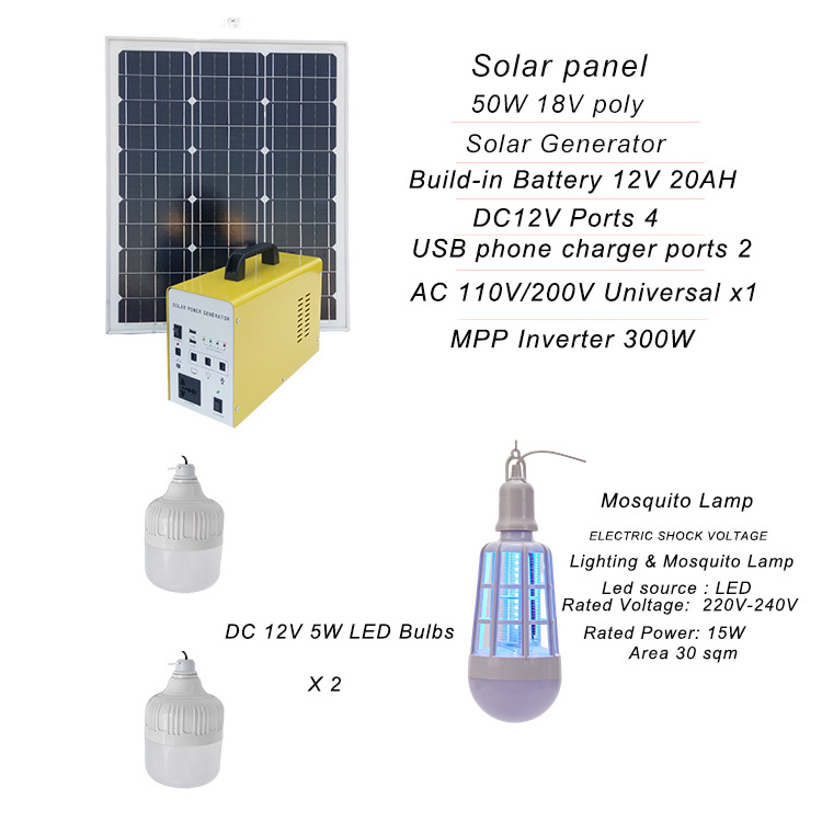 400W Solar System Home Portable emergency Power Solar Kits 300W Inverter With Mppt Completed Kit For Africa Home Outdoor Camping