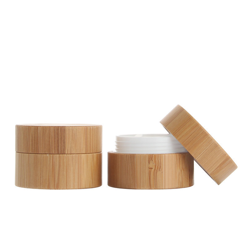 10ml Round Bulk PP Interior Jar Bamboo Cover Lip Balm Bamboo Lid Jar Scrub Container Bamboo Blush Blusher Case