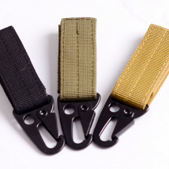 Wholesale Outdoor Carabiner Muti Tool Nylon Webbing Molle Belt Metal Hook Buckle Tactical Backpack Hang Strap Clasp