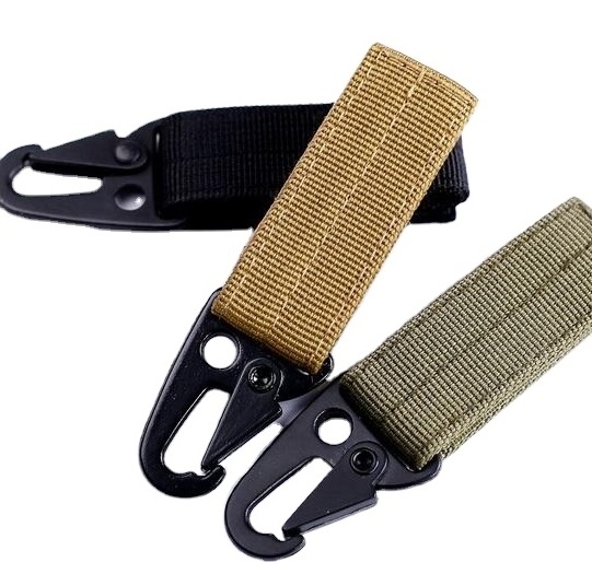 Wholesale Outdoor Carabiner Muti Tool Nylon Webbing Molle Belt Metal Hook Buckle Tactical Backpack Hang Strap Clasp