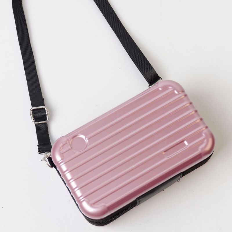 Mini Travel ABS Suitcase Crossbody Bag Durable Shoulder Bag With Adjustable Strap Perfect For Outings And Shopping