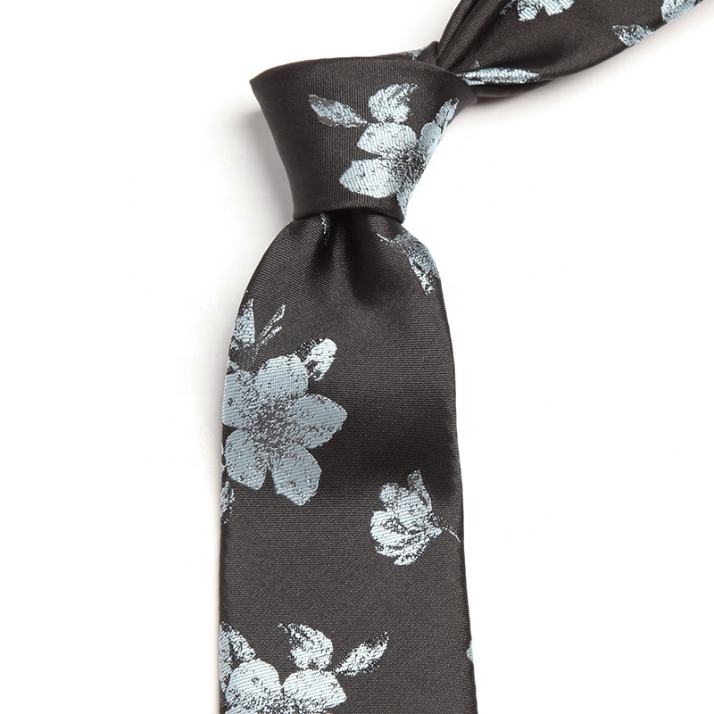 mens polyester colorful floral white gold blue black embroidery jacquard flower neckties men's neck ties for men