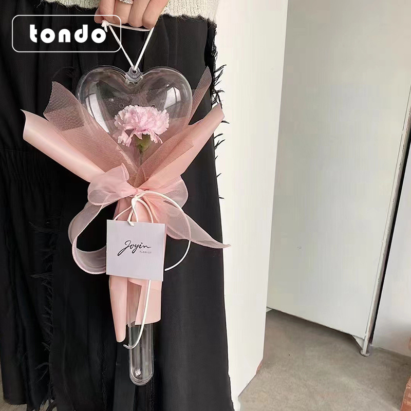 Tondo  New Design Heart Transparent Bobo Balloons Rose Bouquet Acrylic Flower Bobo Ball Set