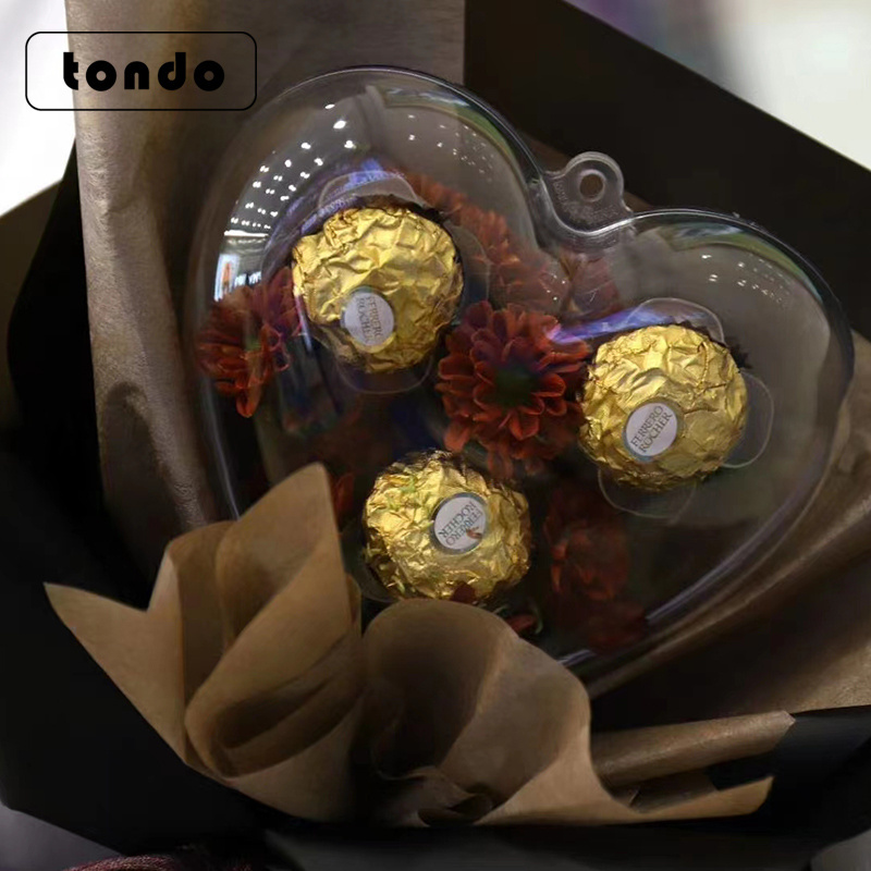 Tondo  New Design Heart Transparent Bobo Balloons Rose Bouquet Acrylic Flower Bobo Ball Set