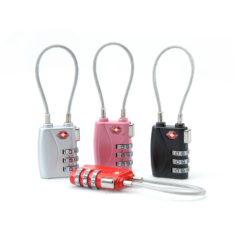 Ecotrip Custom Approved 3-Dial Combination Travel Tsa Cable Luggage Lock