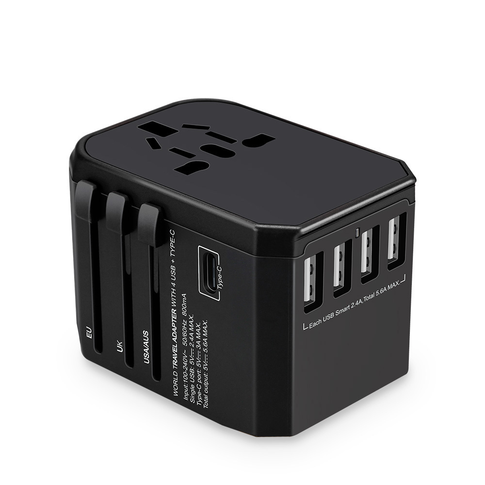 Universal Travel Adapter All In One International Wall Charger AC Plug Adapter With 4 USB Type C Charging Port For UK EU AUS