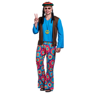 Men 70s Retro Hippie Peace and Love Free Vest Costume Carnival Party Vintage Adult Male Outfits Clothing Halloween Costumes