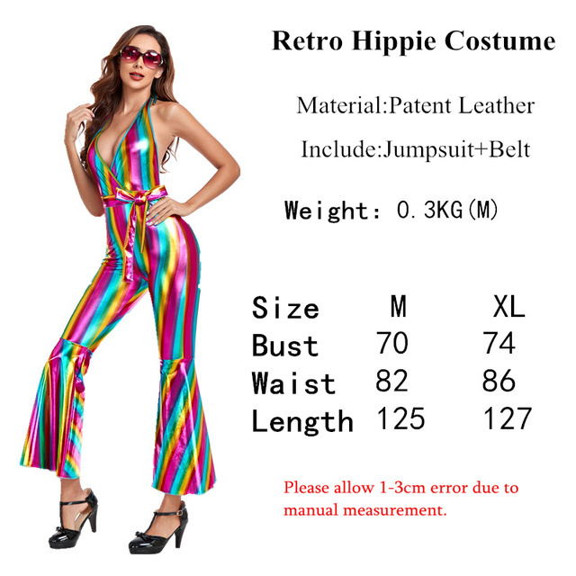 Wholesale Hippie Hip Hop Dancer Cosplay disco Jumpsuit Retro Costume for Adult Woman Carnival Party Costume Ladies 60s 70s