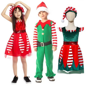 Boy Girl Christmas Cartoon Clothes Sleeveless Halloween Xmas Cosplay Party Princess Dress New Year Santa Claus Costume