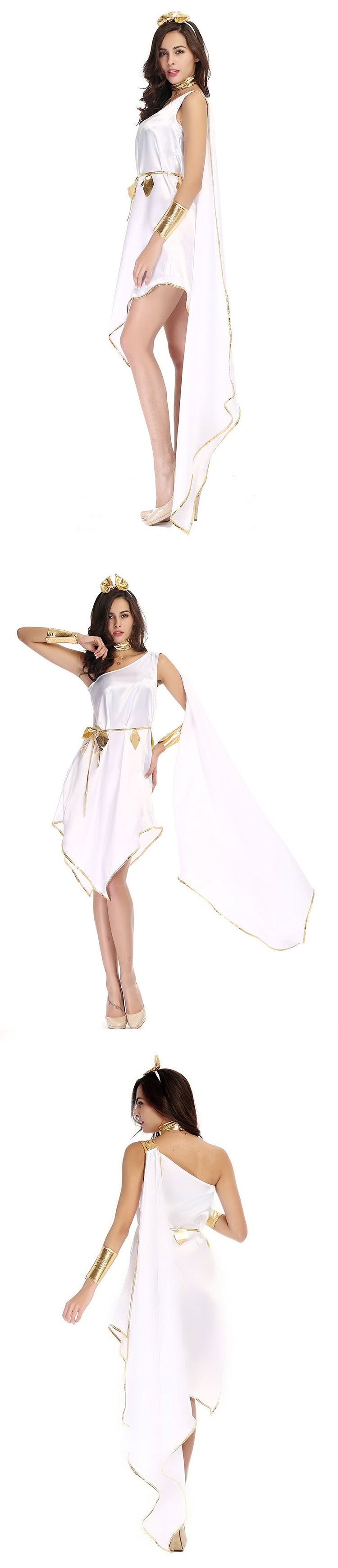 Medieval White Greek Goddess Cosplay Costumes Cleopatra Egypt Roman Retro Sexy Long Dresses Women Halloween Party Fancy Clothing