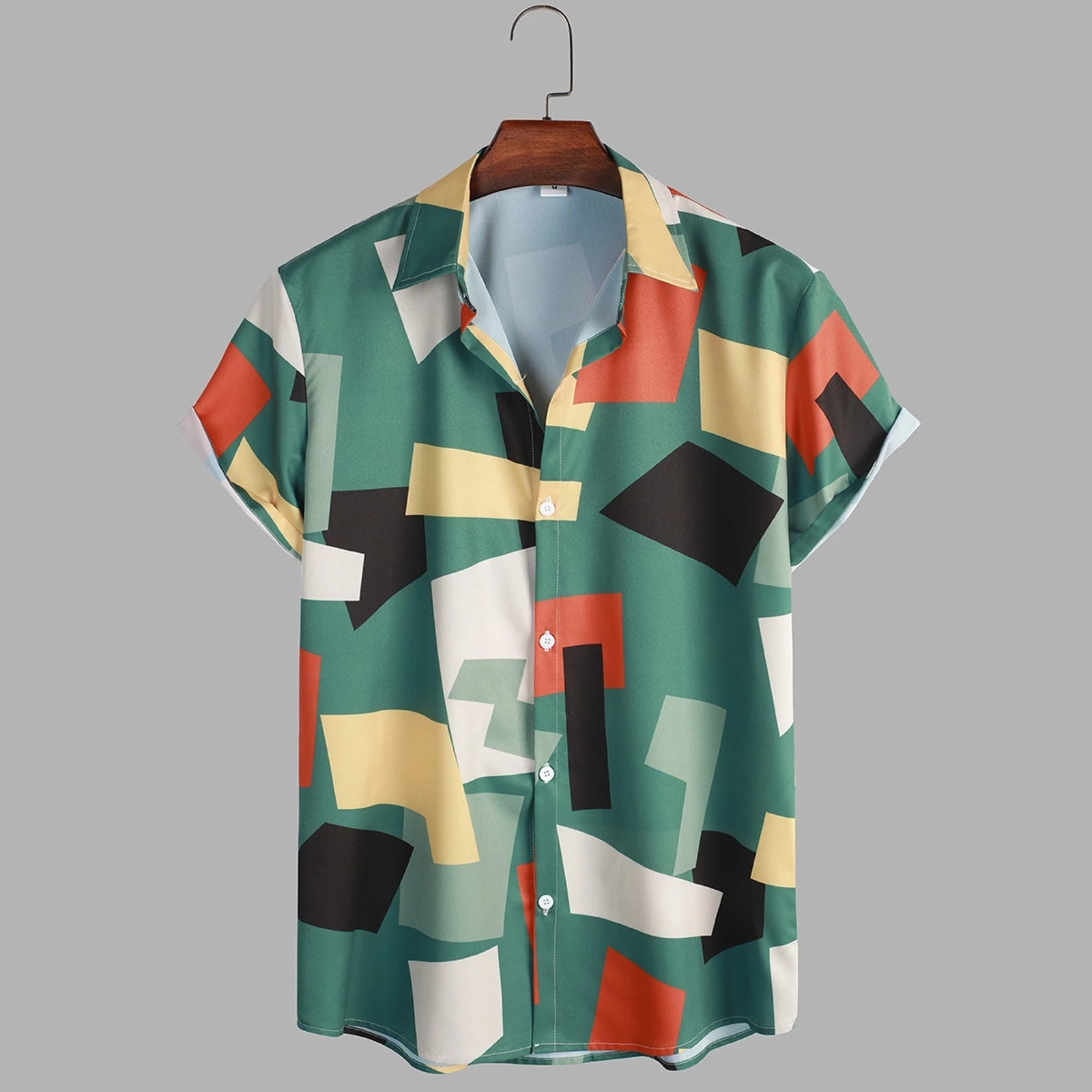 Coldker New Summer Men's Shirt Ethnic Hawaiian Shirt Vintage Short Sleeve Button Fashion Casual Geometric Printing Beach Shirts