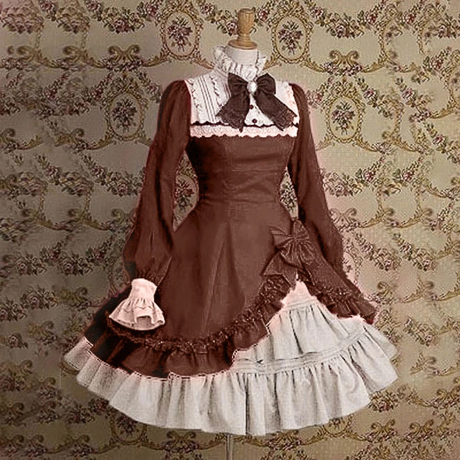 Cute Gothic Lolita Maid Costumes Girls Women Lovely Maid Waitress Cosplay Anime Sexy Lingerie Lace France Outfit Dresses