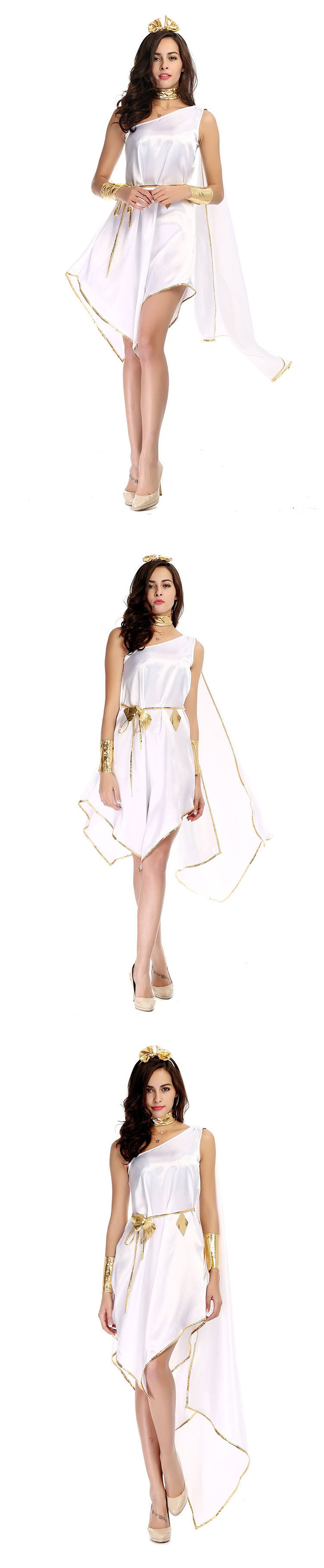 Medieval White Greek Goddess Cosplay Costumes Cleopatra Egypt Roman Retro Sexy Long Dresses Women Halloween Party Fancy Clothing