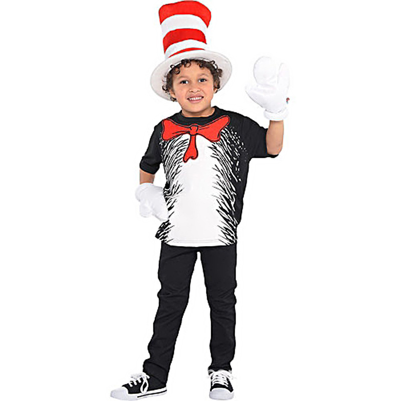 Carnival Halloween Child Role Playing Cosplay The Cat in the Hat Fancy Costume for Kids