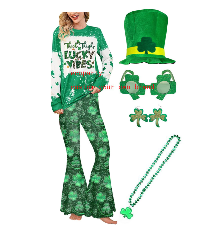 Ecoparty St. Patrick's Day Irish Goblin Elf Cosplay Uniform for Adults and Children Magician Dress Up Halloween Party  Outfit