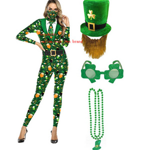 Ecoparty Plus Green Clover Ireland St.Patrick Day Costume Adult Carnival Costume Leprechaun Cosplay Family Fancy Dress Hat