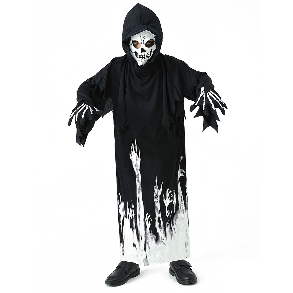 Child Glow In The Dark Grim Reaper Phantom Scary Kids Ghost Death  Fancy Dress Halloween Costume Theme Party Performance