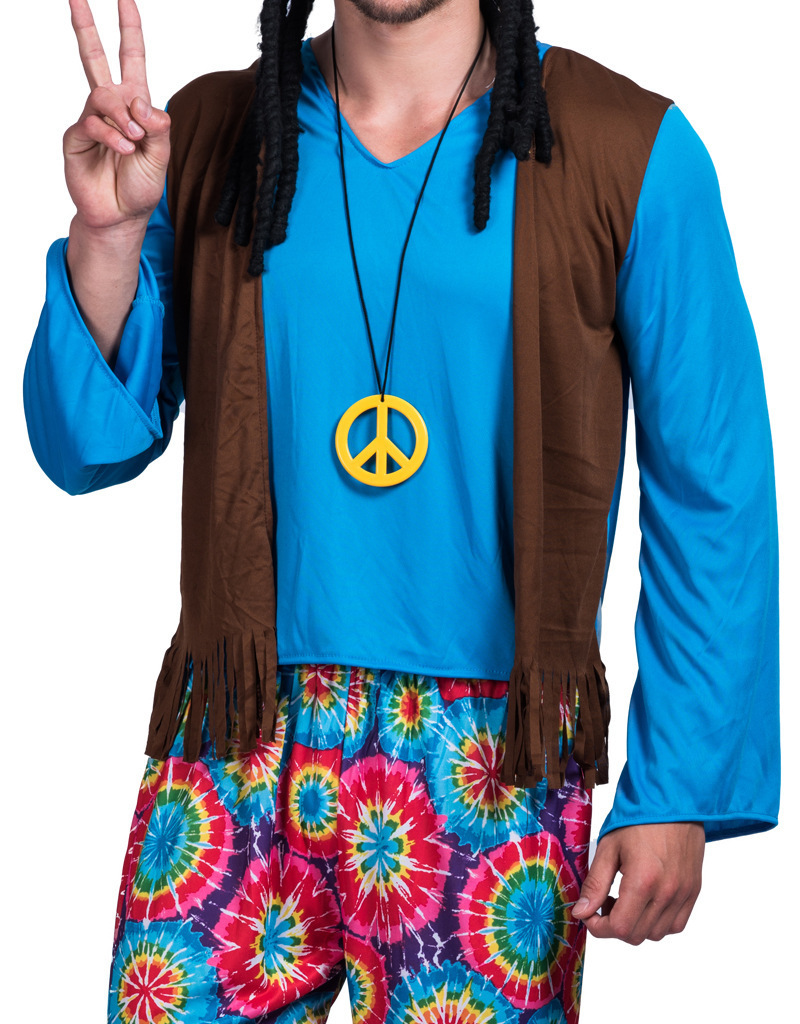 Men 70s Retro Hippie Peace and Love Free Vest Costume Carnival Party Vintage Adult Male Outfits Clothing Halloween Costumes