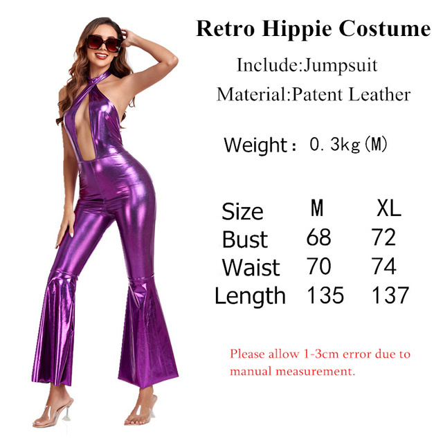 Wholesale Hippie Hip Hop Dancer Cosplay disco Jumpsuit Retro Costume for Adult Woman Carnival Party Costume Ladies 60s 70s