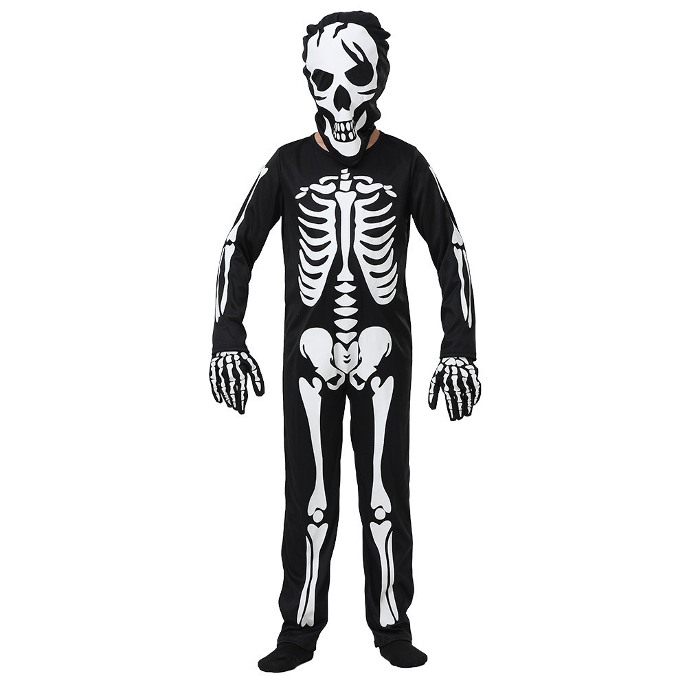 Child Halloween Zombie Bone Skeleton Glow In The Dark Costume Cosplay Jumpsuit Kids Fancy Dress Carnival Theme Party