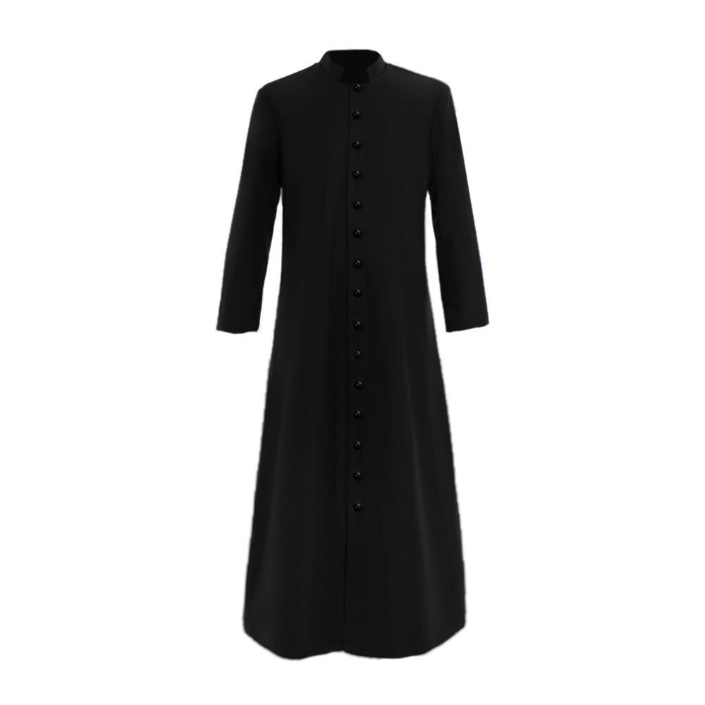 Custom diy Men's Roman Black Priest Cassock Cosplay Costume Adult Medieval Clergy Robe Vestments Cassock Trench