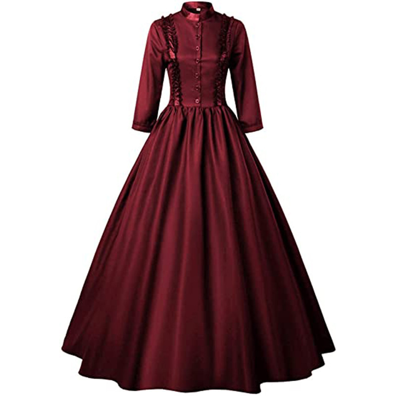 Medieval Victorian Retro Princess Cosplay Costume For Women Halloween Court Royal Gothic Elegant Vampire Bride Swing Dress