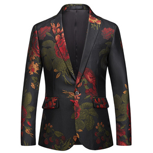 Jacket Male Wedding Banquet Blazer Men's business casual one-button suit color Korean style slim suit top