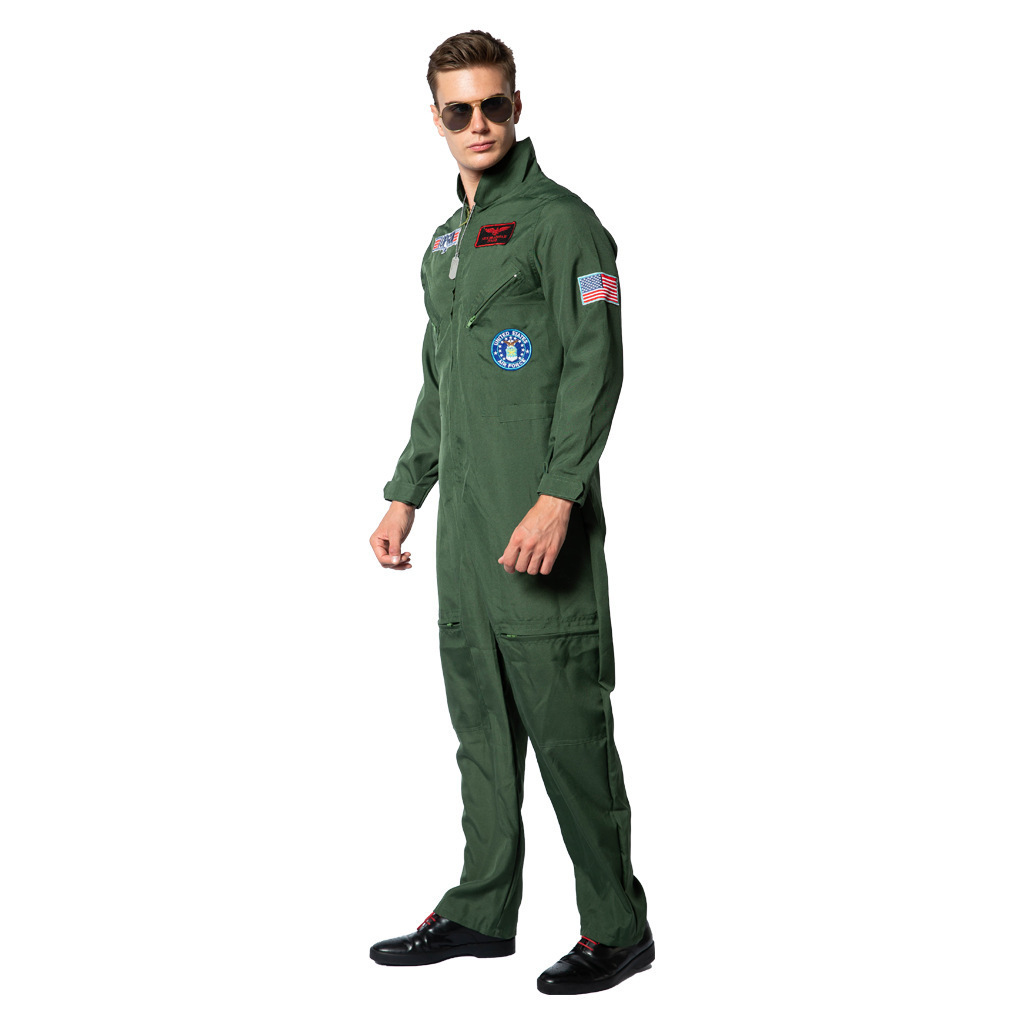 Movie Cosplay American Airforce Uniform Halloween Costumes For Men Adult Army Green Cos Pilot Jumpsuit