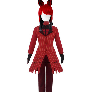 ecoparty  Hazbin Cosplay Hotel Uniform ALASTOR Cosplay Costume Adult Men Halloween Uniform Jacket Pants Costumes Red Suit Anime