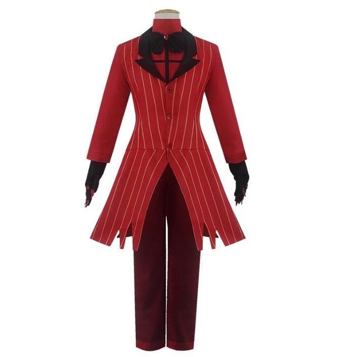 ecoparty  Hazbin Cosplay Hotel Uniform ALASTOR Cosplay Costume Adult Men Halloween Uniform Jacket Pants Costumes Red Suit Anime