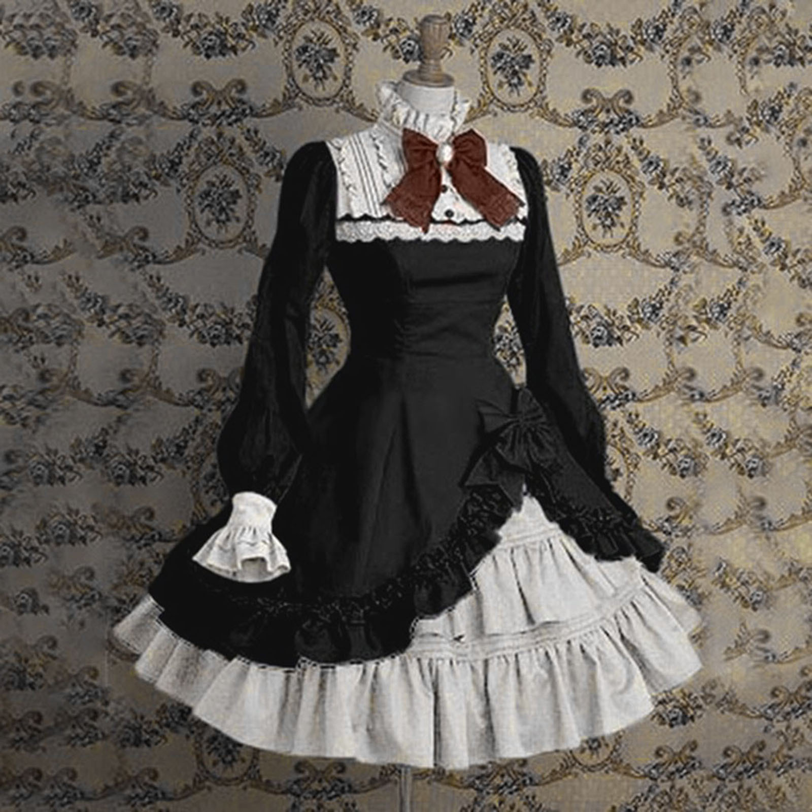 Cute Gothic Lolita Maid Costumes Girls Women Lovely Maid Waitress Cosplay Anime Sexy Lingerie Lace France Outfit Dresses