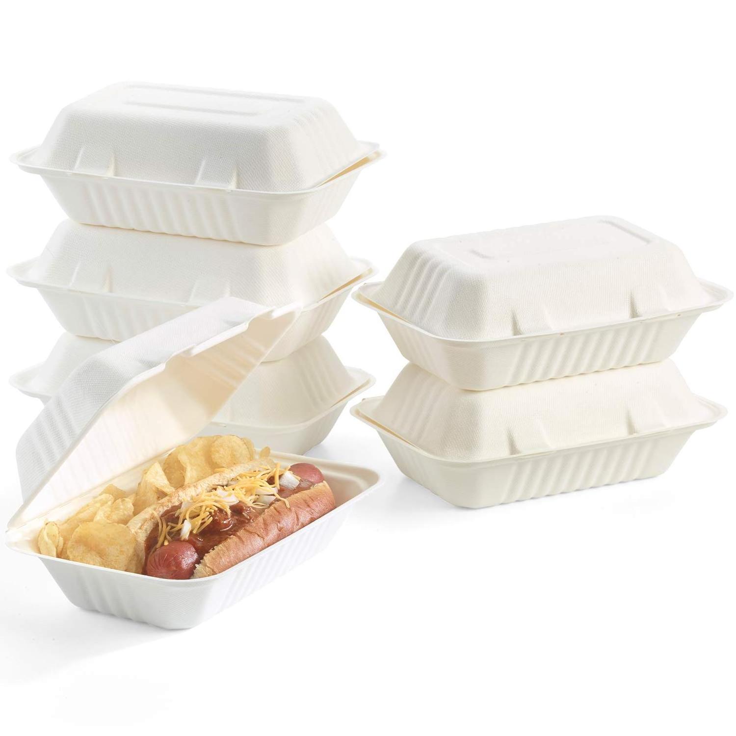 100% Compostable Clamshell Take Out Food Containers 8X8