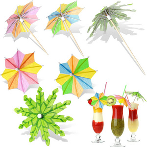 Factory Direct Disposable Wooden Party Picks Parasol Cocktail Picks Umbrella Cocktail Umbrella Toothpicks For Drink And Party