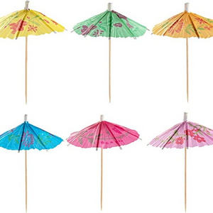 Parasols Umbrella Sticks 3.9" Cocktail Picks Drinks Sticks Party Supplies Cake Picks 144 Count Parasols umbrella stick