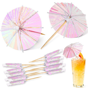 Fluorescent Paper Toothpicks Drink Umbrellas Cocktail Picks