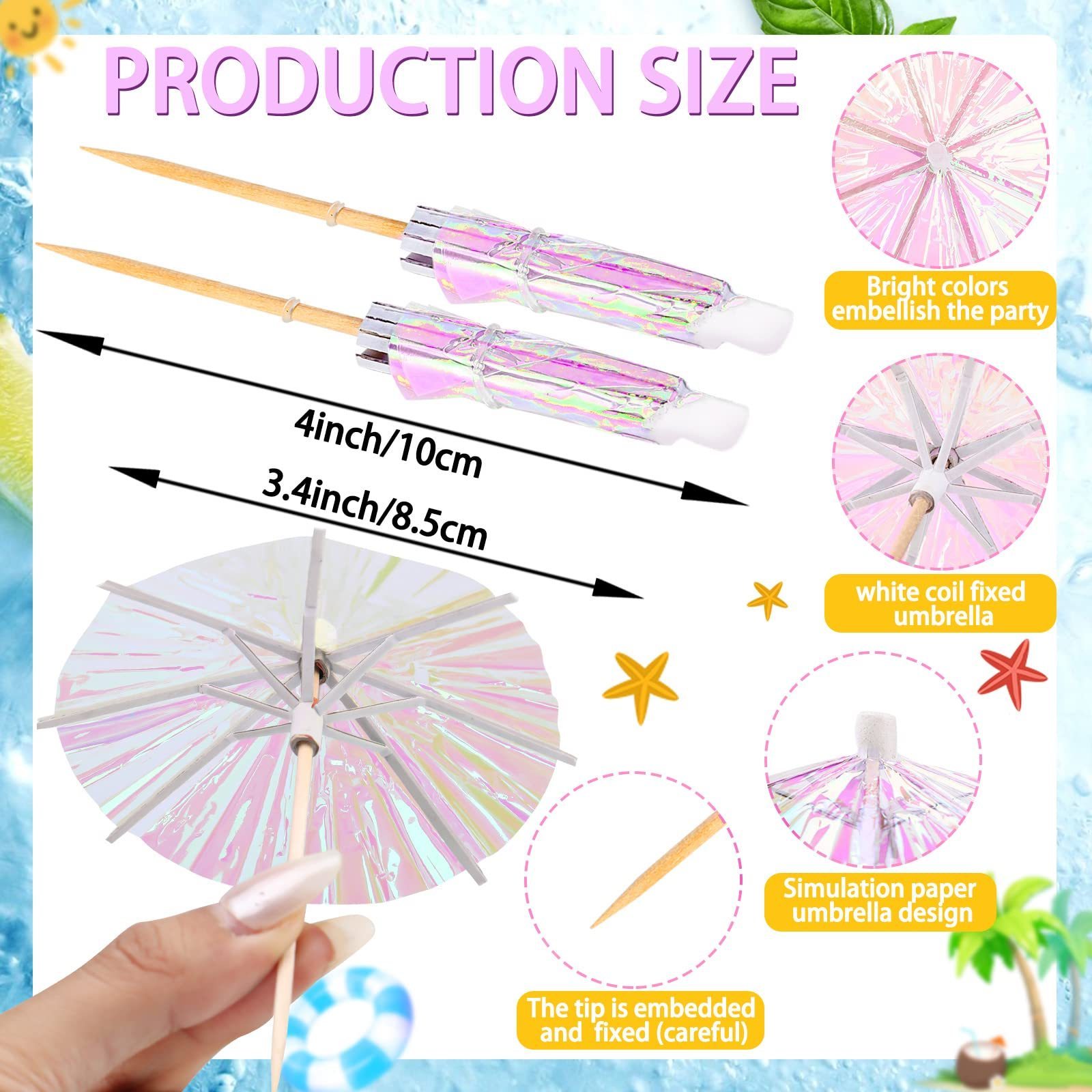 Fluorescent Paper Toothpicks Drink Umbrellas Cocktail Picks