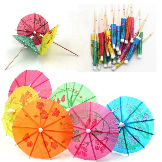 Disposable bamboo umbrella pick cocktail decorative toothpick fruit pick for hotel restaurant