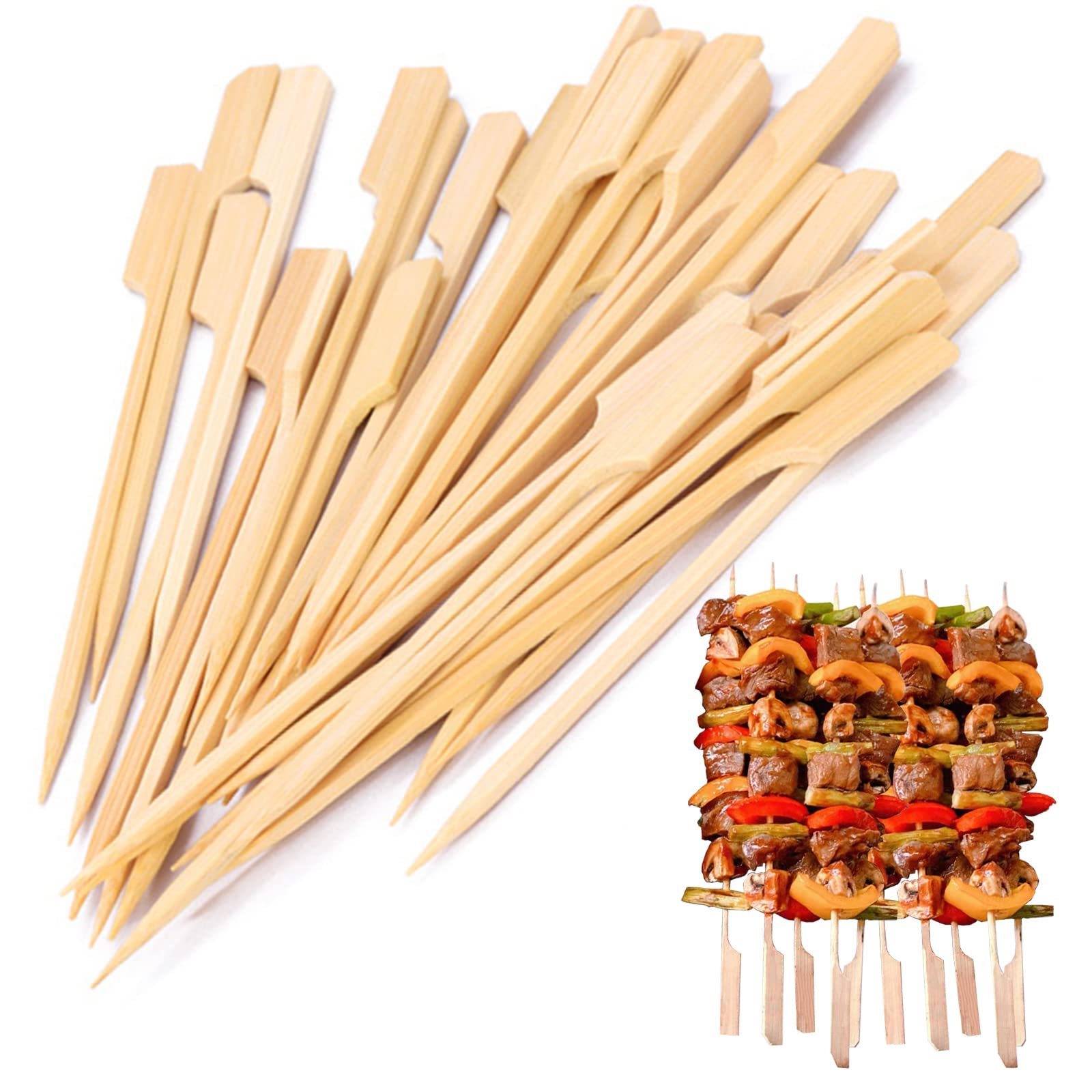 Custom logo Gun Shaped Flat Handle Bamboo Teppo Skewers