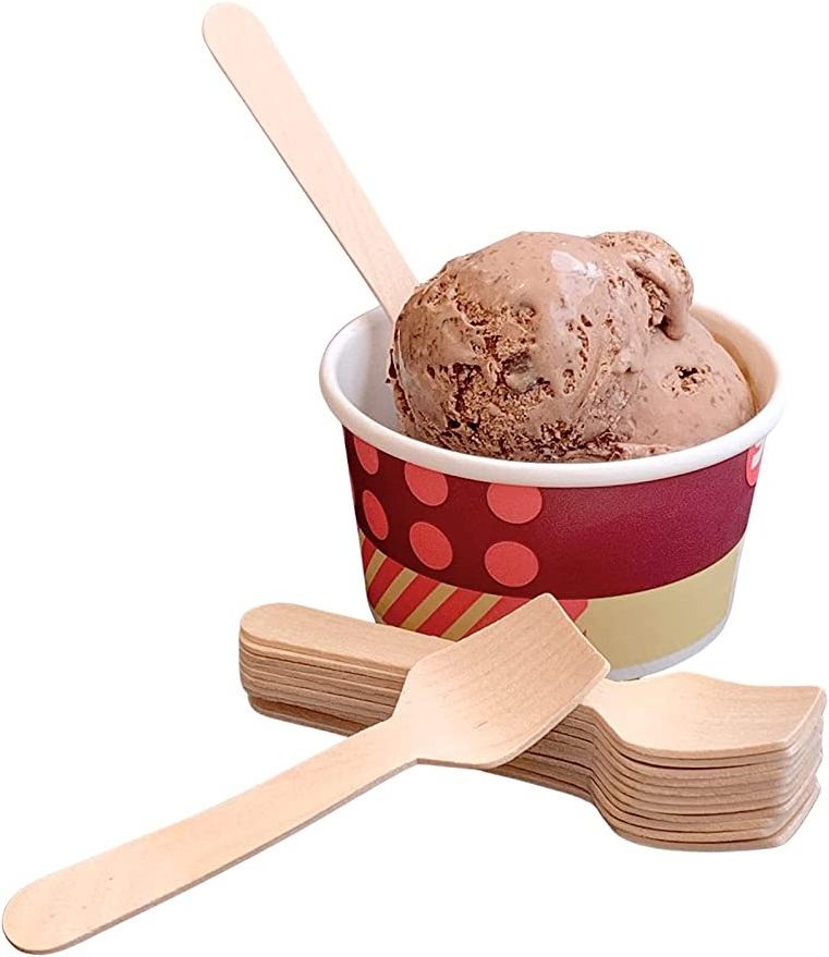 Eco- Friendly Biodegradable Disposable Natural Wooden Spoon Scoop