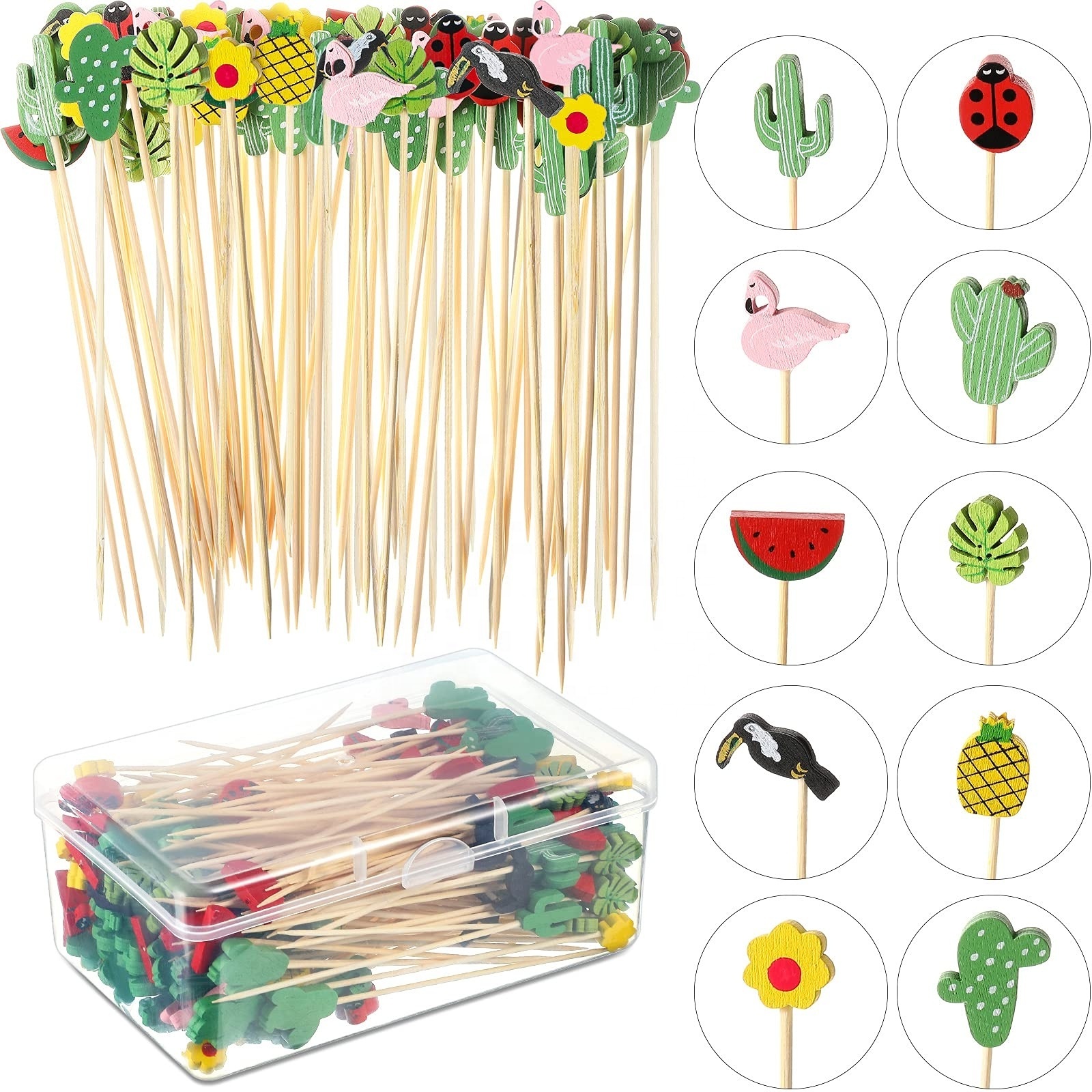 Disposable Decoration Party bbq Dessert Cocktail Food Fruit Bamboo Skewers Pick stick