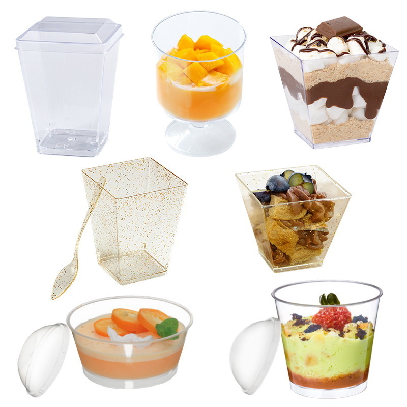 small plastic dessert cups clear plastic tumbler cups PS material appetizers cup great for desserts puddings mousse jello shots