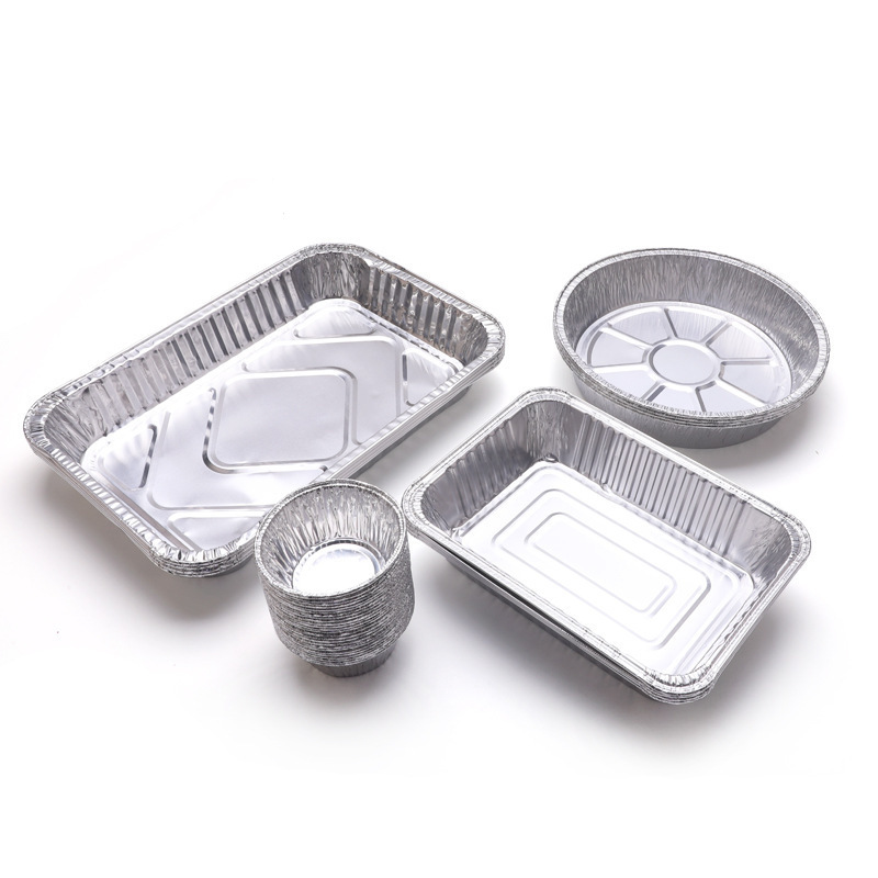 Different Shape Foil Tray Foil Plates Disposable Baking Tins Foil Pans Aluminum Container With Dome Lid For Food Packing