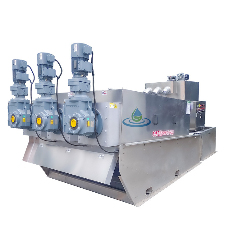 Disc-type screw press slurry dewatering machine - Helical screw press used for oily sludge treatment.