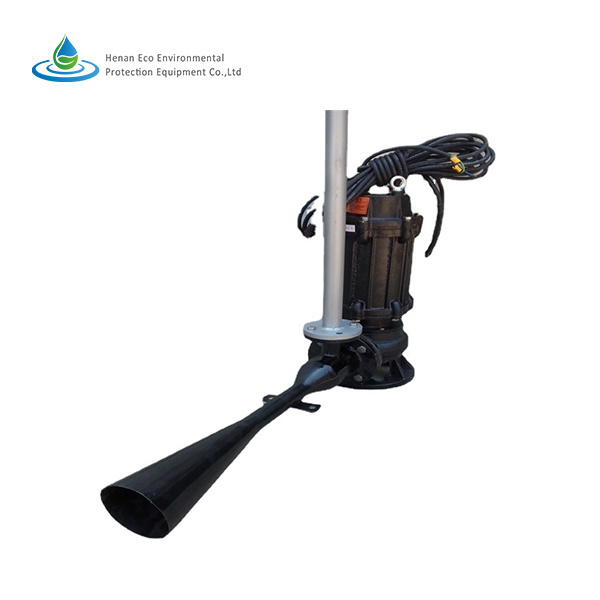 Submersible Venturi jet injector used for anaerobic pond water treatment.