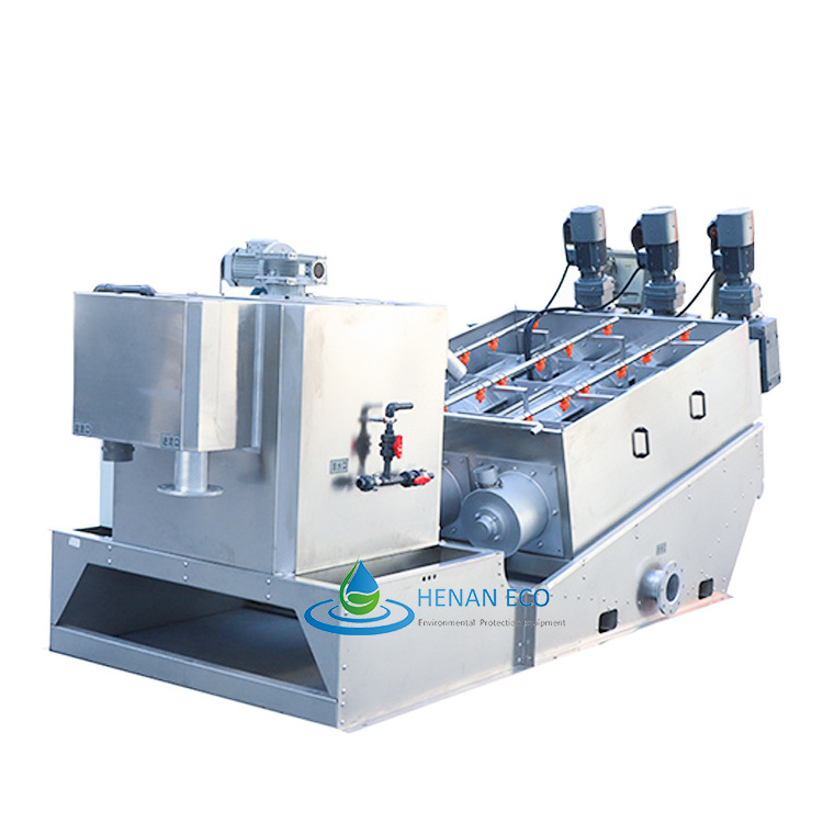 Disc-type screw press slurry dewatering machine - Helical screw press used for oily sludge treatment.