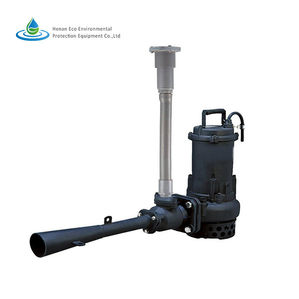 Submersible Venturi jet injector used for anaerobic pond water treatment.