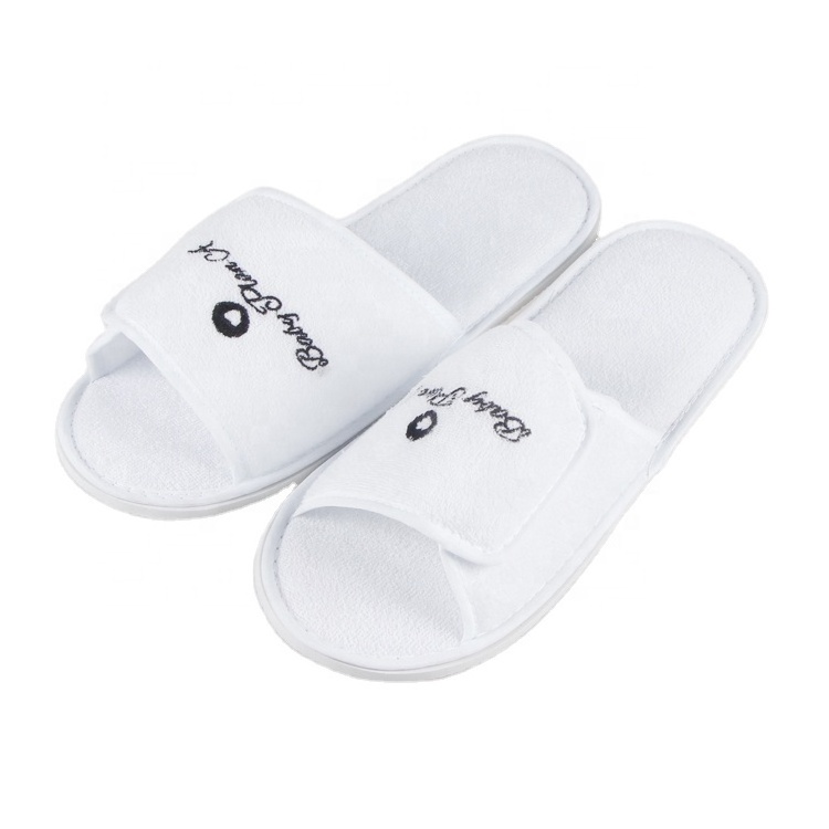 100 cotton cheap wholesale open toe slippers for spa