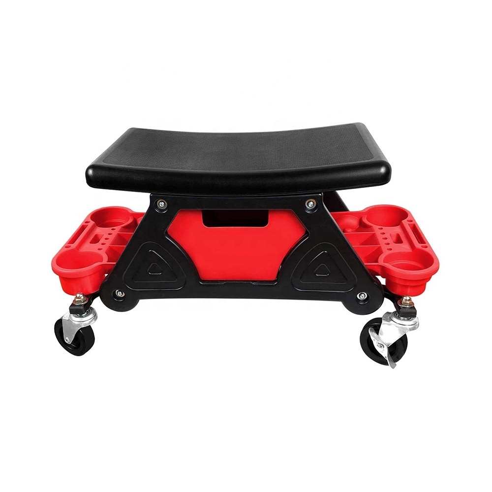 Wheeled Mobile Rolling Garden Seat Cart with Removable Tool Tray