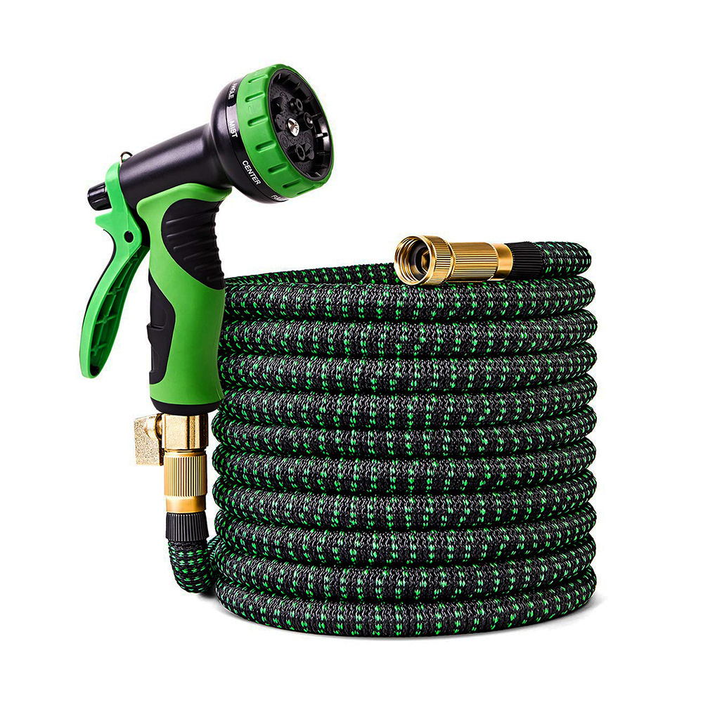 Soft Car Wash Hose Set 100ft Heavy Duty Brass Fitting 3750D Shrink Magic Garden Hose Expandable Garden Water Hose